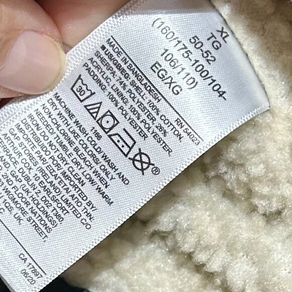 Gap Black Denim Jean Jacket Fleece Sherpa Lined Women’s XL Quilted Sleeve Unisex - Picture 9 of 9